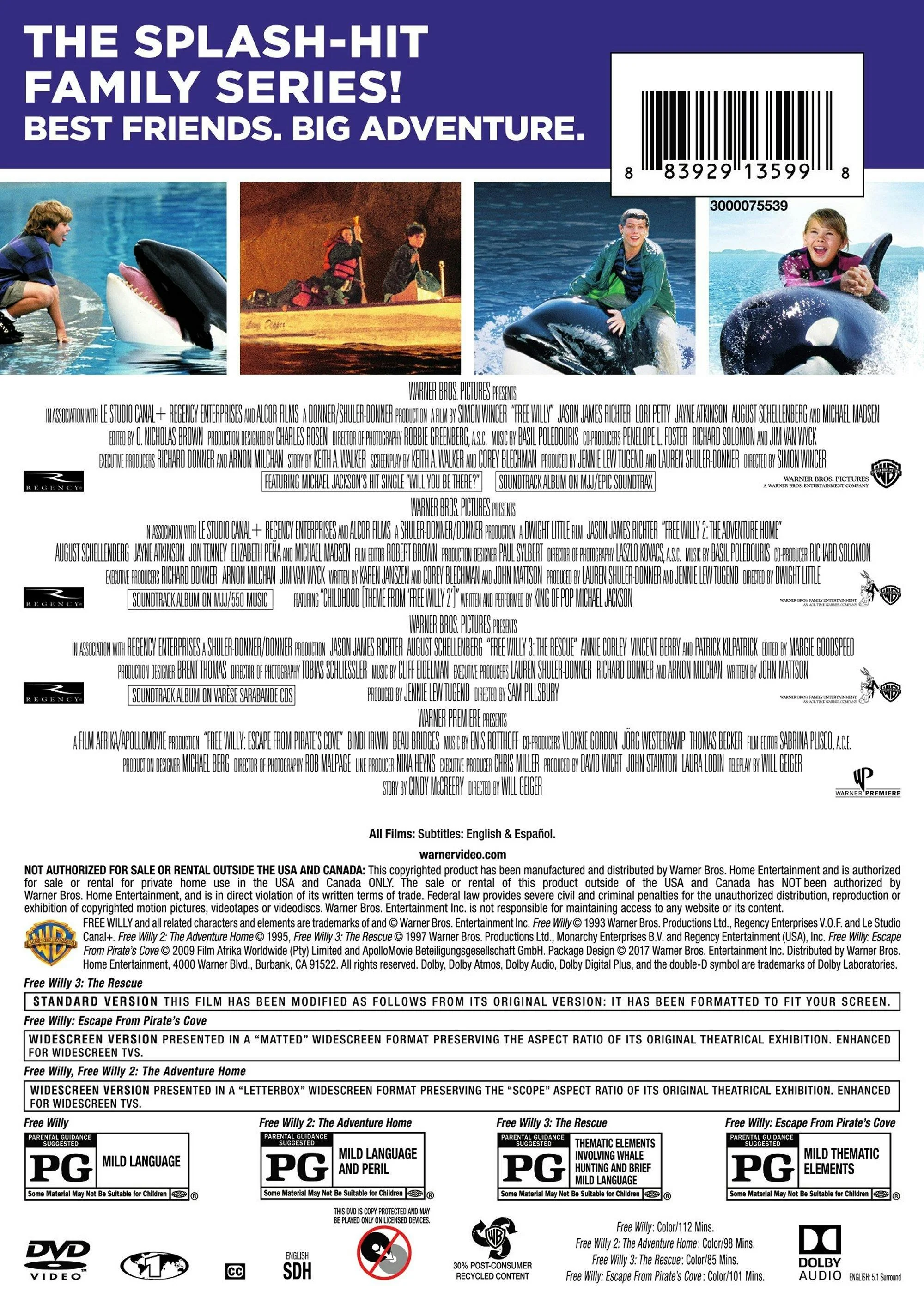 Free Willy 1-4 (DVD Set) [DVD] - Image 2