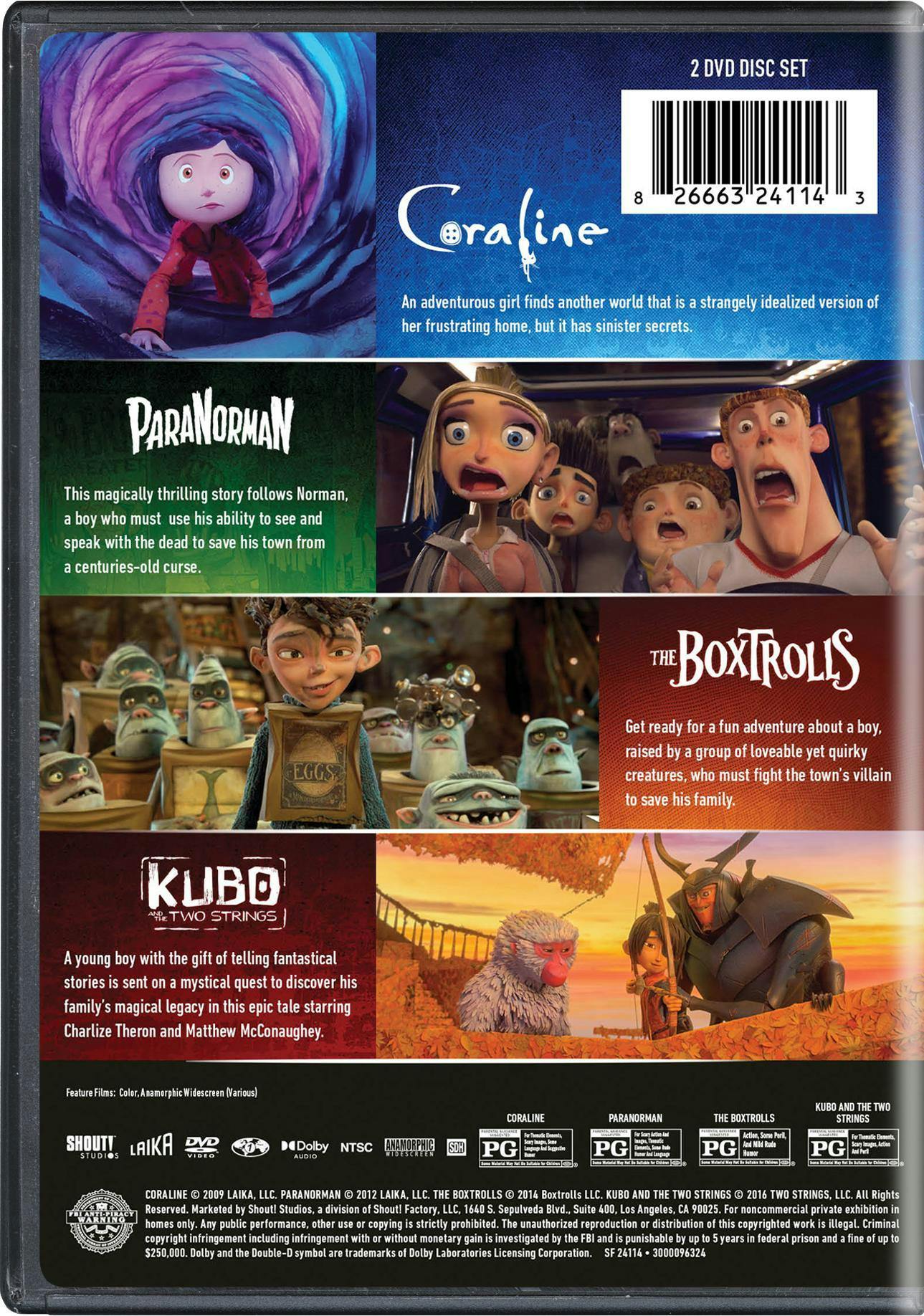 Laika: The Studio Collection (Coraline / ParaNorman / The Boxtrolls / Kubo and the Two Strings) [DVD] - Image 3