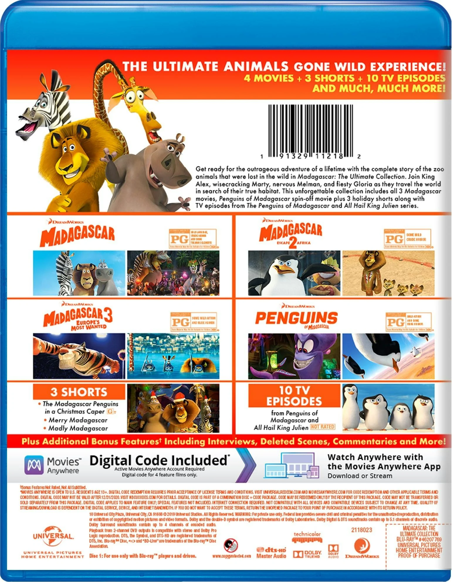 Madagascar: The Ultimate Collection (Blu-ray + Digital HD) [Blu-ray] - Image 2