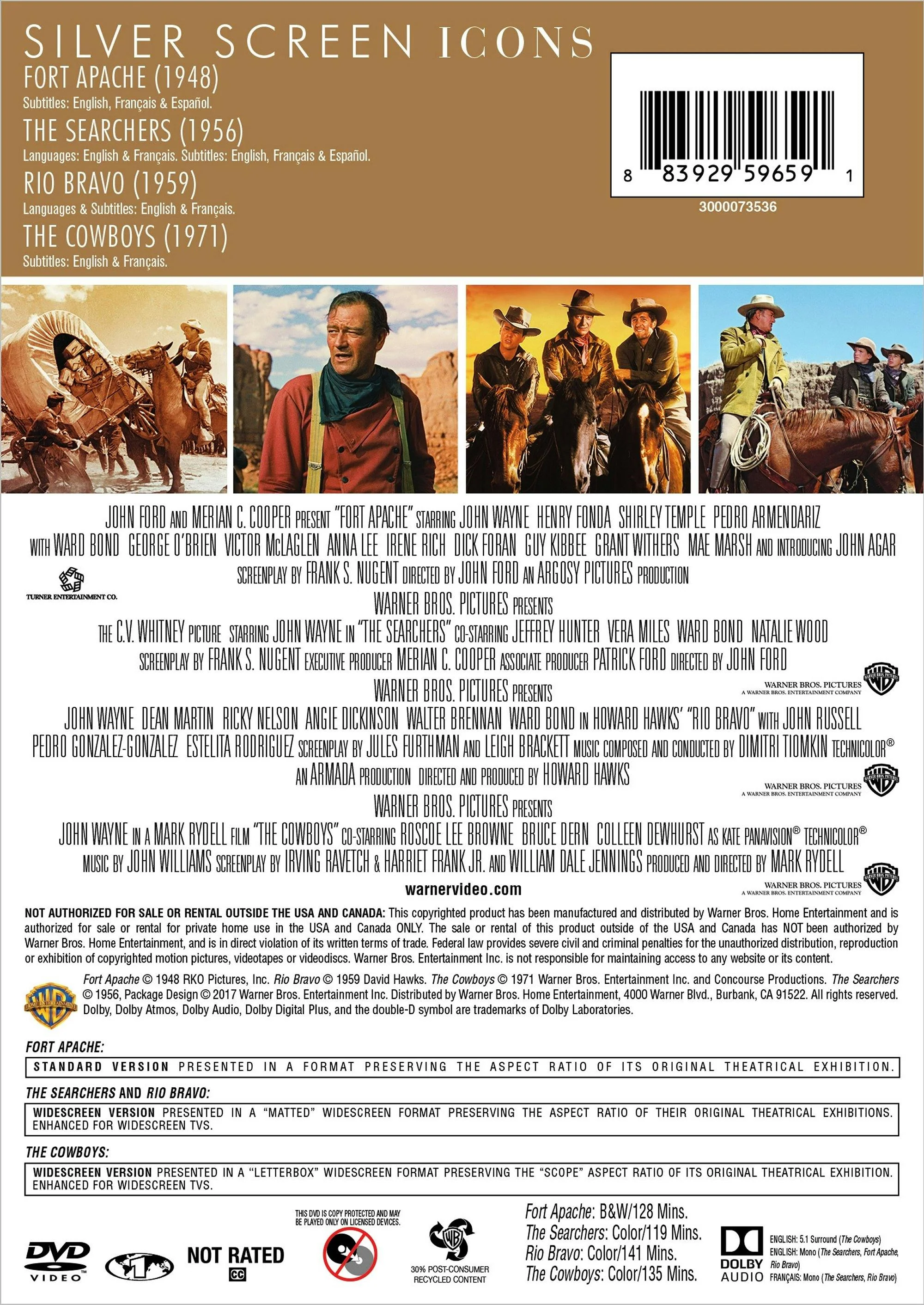 Silver Screen Icons - John Wayne Westerns (Box Set) [DVD] - Image 2
